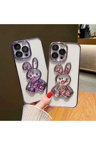 Generic Rabbit Cartoon Case Compatible with iPhone 14 Pro Max Full Lens Camera Protection Glitter