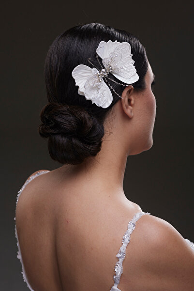 Hayalperest boncuk Eye-Catching Big Flower Bridal Hair Clip with Lace Detail
