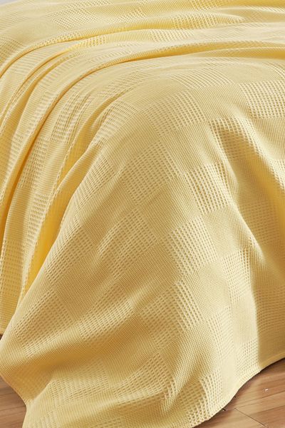 Eponj Home Single 100% Cotton Pique Cover 160X230 cm – Tile Patterned Yellow – Weave Series