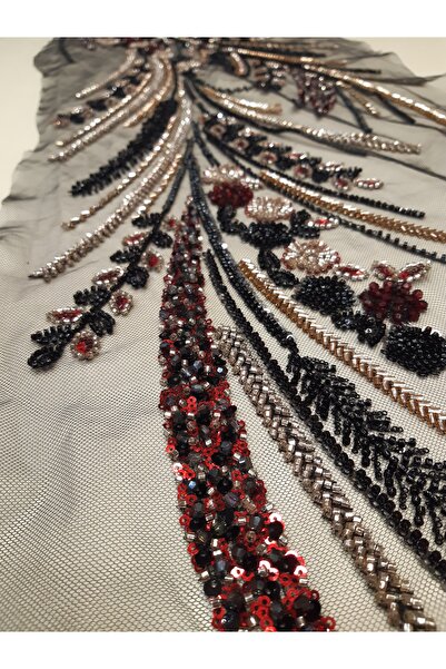 Safir Kumaş Işıl ışıl Rengarenk İşlemeli Beden Apliği (30 a 130 cm) 1 Adet