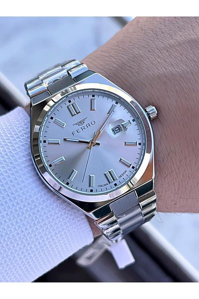 FERRO Steel Cord Engagement and Groom Watch 2 Years Warranty 3 Atm Water Resistant Men Wristwatch 11386A2