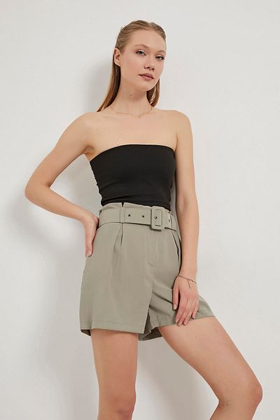 Arma Life Mini pantaloni scurți de vară premium kaki pentru femei, cu centură în talie