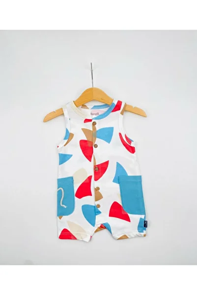 Miniword Colorful Figured Buttoned Baby Jumpsuit
