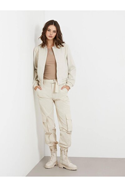 Guess Dar Ekru Kadın Ceket W4RL45WFWS2-F14X