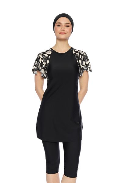 İYİBU Allsea Women's Semi-Covered Short Sleeve 4-Piece Swimsuit Set Water Repellent, Chlorine Resistant