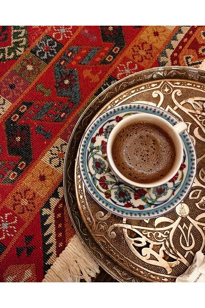 AiroBazar Coffee Cup Topkapı Tile Embroidered 2 Person Porcelain Cup Coffee Cup Porcelain