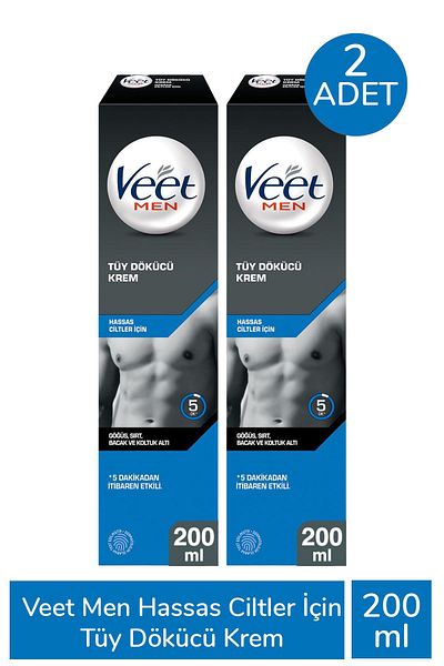 Veet Men Depilatory Cream for Sensitive Skin 200 ml 2 Pieces
