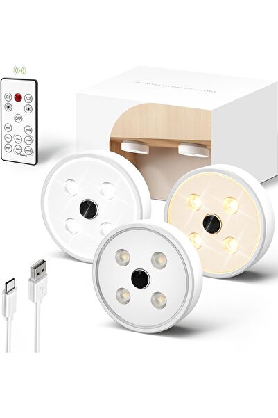 EZVALO أضواء أسفل الخزانة، مصابيح قرصية مزودة بمستشعر حركة ودرجة حرارة لونين،...