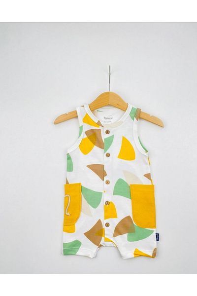 Miniword Colorful Figured Buttoned Baby Jumpsuit