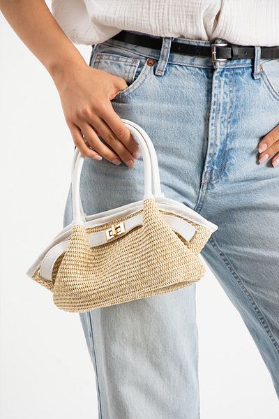 Night Geantă de mână și de umăr pentru femei Lucy Model Wicker White