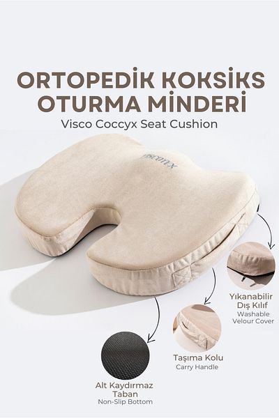 VİSCOTEX وسادة جلوس فيسكو لتقويم العظام، مضادة للانزلاق، للمكتب، السيارة، كوكسيكس، 45x34x7 سم