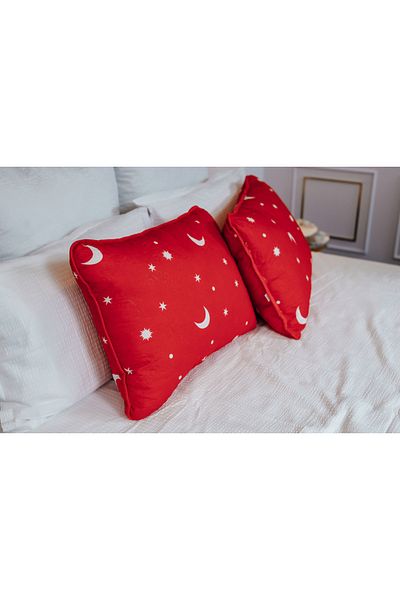 Coneltex Anti-allergic quilted pillow "Moon and Stars" Coneltex, 50 x 70 cm, square, siliconized fiber, red