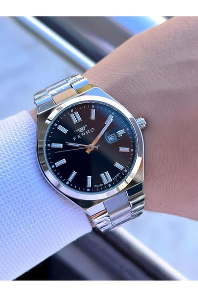 FERRO Steel Cord Engagement and Groom Watch 2 Years Warranty 3 Atm Water Resistant Men Wristwatch 11386-A