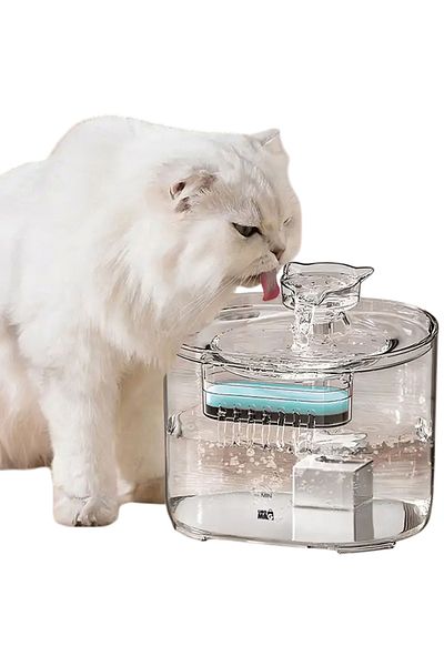 Linomag Fântână automată pentru animale de companie 2,2 l, Linomag®, silențioasă, debit reglabil, filtru de carbon, transparentă