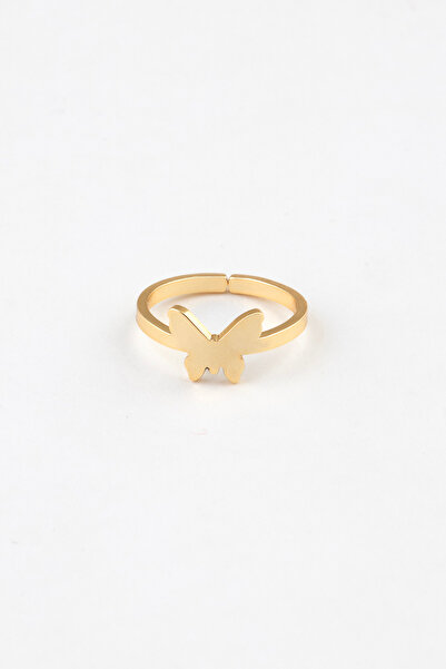 Sortie Aksesuar Kelebek Figürlü Boyu Ayarlanabilir Paslanmaz Çelik Yüzük
