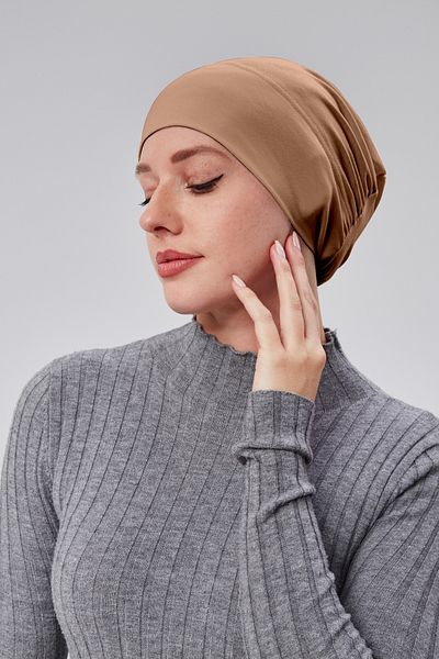 Sonbaharmoda Women's Hijab Ready Practical Snap-On Bonnet Elastic Non-Slip