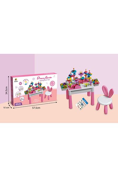 Point Plus 6-in-1 Flower Garden Table Game with Rabbit Chair - Contains 89 Pieces - Size: 57.5 x 9.1 x 34.5 cm