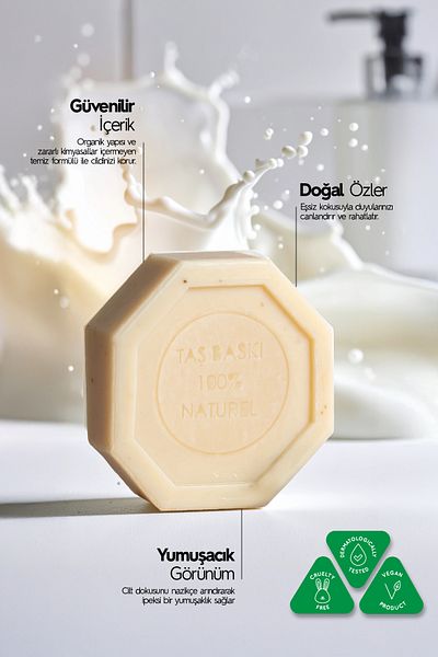 Naturix Goat Milk Extract Stone Soap Eco Pack of 5 Exfoliating and Skin Soothing Care - 5X125 Gr