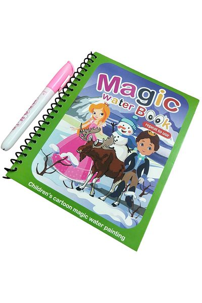 Linomag Carte de colorat cu apă Magic Book în limba engleză, Linomag®, Regina Zăpezii, Reutilizabilă, fete și băieți peste 3 ani