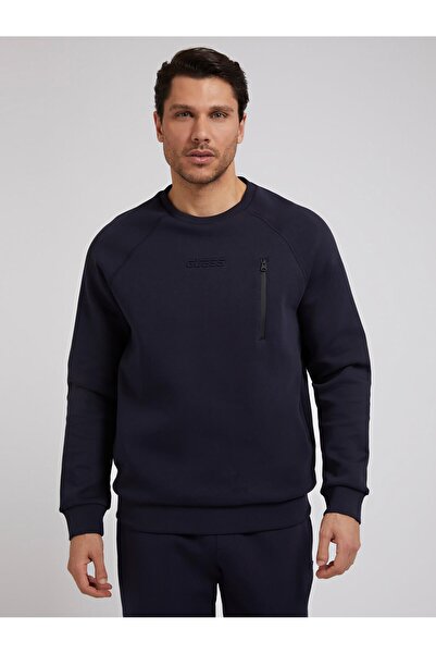 Guess Z2rq23fl03p Bisiklet Yaka Regular Fit Düz Lacivert Erkek Sweatshirt