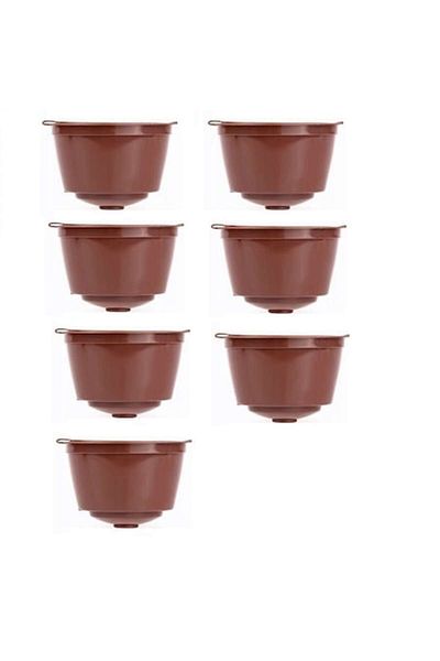 motor starter Set 7 capsule reutilizabile cafea compatibile cu Dolce Gusto, Plastic/Silicon, 52 x 35 mm, Maro