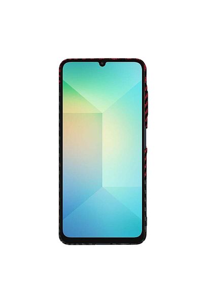 SKYDDAR INNOVATION Case for Samsung Galaxy A06, carbon texture, Carbonite FiberShell, Dark red, set with sticker