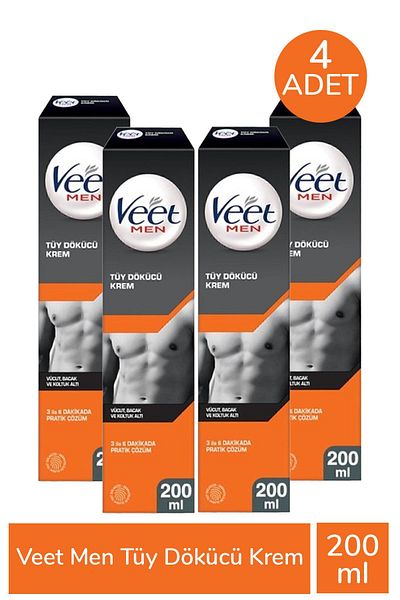 Veet Men Depilatory Cream 200 ml 4 Pieces