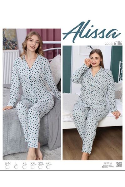 Alissa 6186 Button Front Floral Patterned Pajama Set