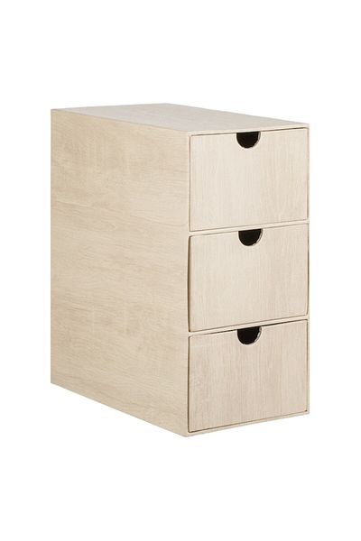 OEM Decorative Box with 3 Drawers, Wood Effect, Dimensions 22x13x25.5cm