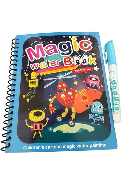 Linomag Carte de colorat cu apă magică, Linomag®, Roboți în spațiu, Reutilizabilă, Pentru copii 3+