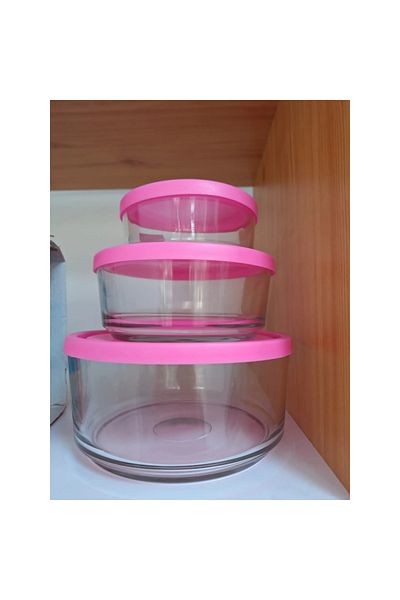 DAR KITCHEN 18 ROUND GLASS CASSEROLE WITH LID SET 3PCS