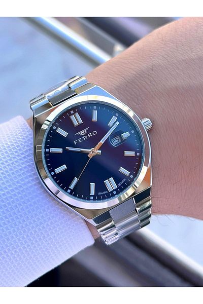 FERRO Steel Cord Engagement and Groom Watch 2 Years Warranty 3 Atm Water Resistant Men Wristwatch 11386A1