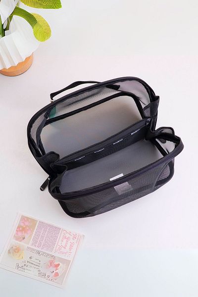 YOYOSO Cross Form Black Mesh Makeup Bag
