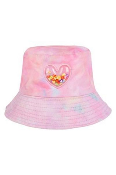 Jumbo Bucket Hat Pink Tie Dye with Heart & Confetti for Babies