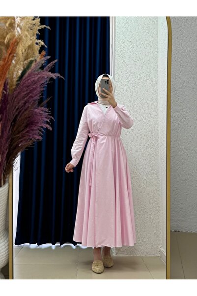 Mihra Φόρεμα με ρίγες με κορδόνια Ravuna-BY91097 Ροζ