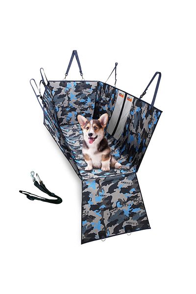 Linomag ® Husă pentru scaun auto pentru animale de companie, impermeabilă, antiderapantă, camuflaj albastru, pentru câini și pisici