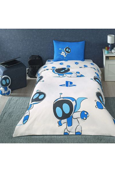 Taç Σετ παπλωματοθήκης από βαμβακερό μονό Playstation Astrobot με άδεια Taç