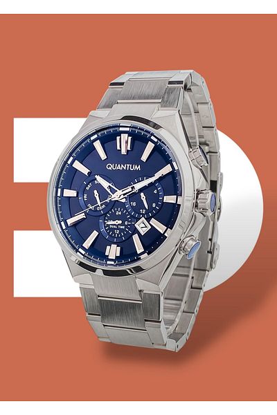 Quantum Original Functions Active 10 Atm Waterproof Steel Band Men's Wristwatch