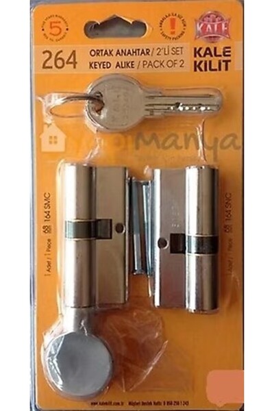 Kale Kilit Kale/264 Silindir Sistem Çelik Pimli 68mm Nikel 2 Li Set Bilisterli