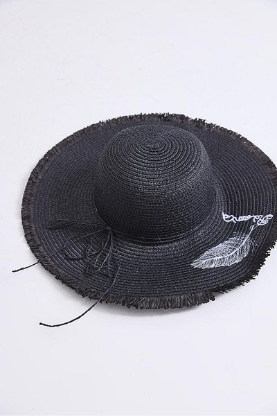 Raneel Kazançlı Alışveriş Large Brim Straw Women's Beach Pool Garden Hat Black