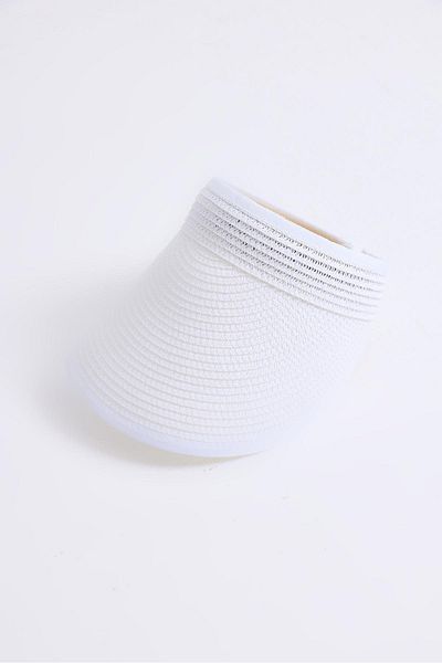 Raneel Kazançlı Alışveriş Women's Straw Visor Hat with Long Visor White