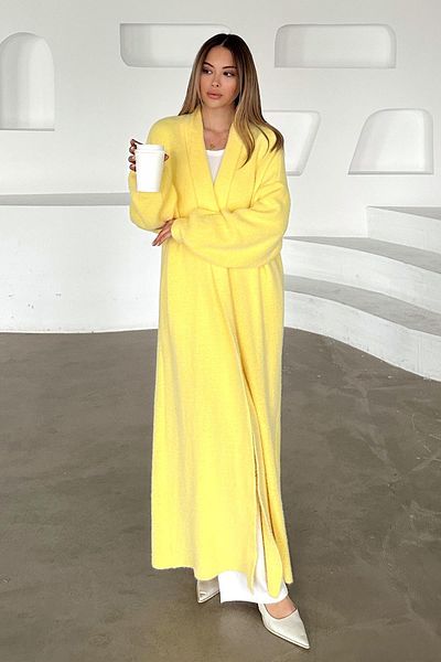 Olcay Long Loose Knitwear Cardigan Yellow 8245