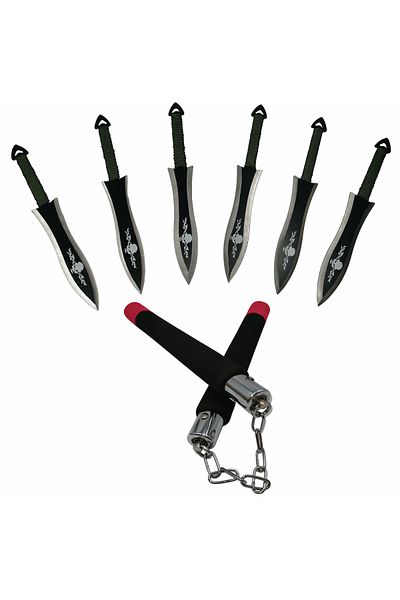 Depox IdeallStore training set, nunchaku and throwing knives, multicolor