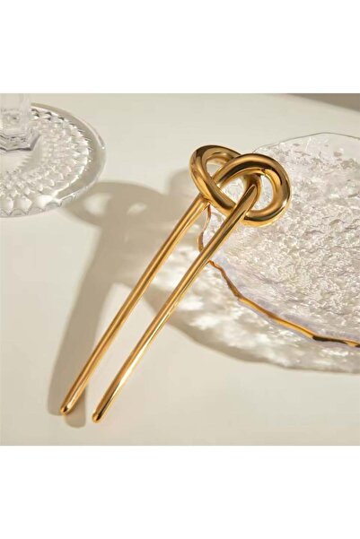 Pelin Aksesuar Gold Knotted Bun Buckle