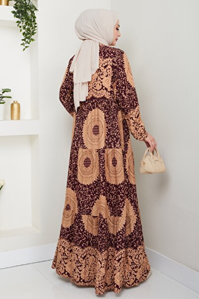 InStyle Φόρεμα με μοτίβο Mandala μπορντό βισκόζη