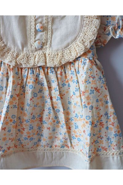 TinyAlp Vintage Lined and Tutu Baby Girl Dress with Crisp Floral Pattern
