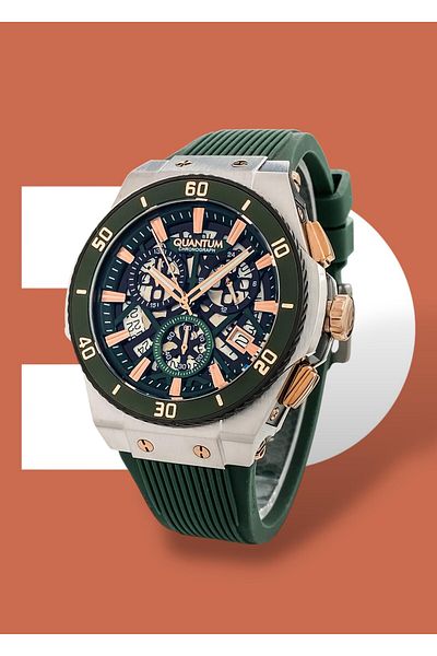 Quantum Original Functions Active 10 Atm Waterproof Silicone Band Men Wristwatch