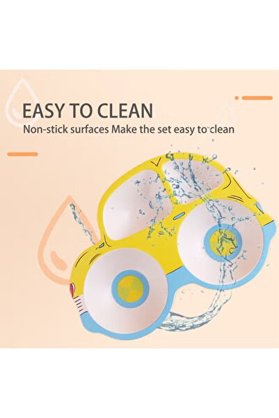 Saharaz 5-piece children's cartoon tableware set, natural bamboo fiber, BPA-free, lightweight and durable