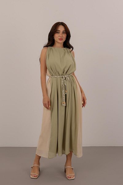 FACETTE Women's Water Green Double Color Dress