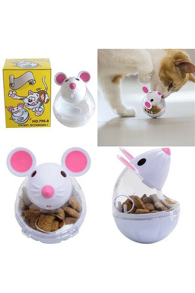 Nonbranded Interactive toy-type feeder, slow food release for cats or other pets - WHITE